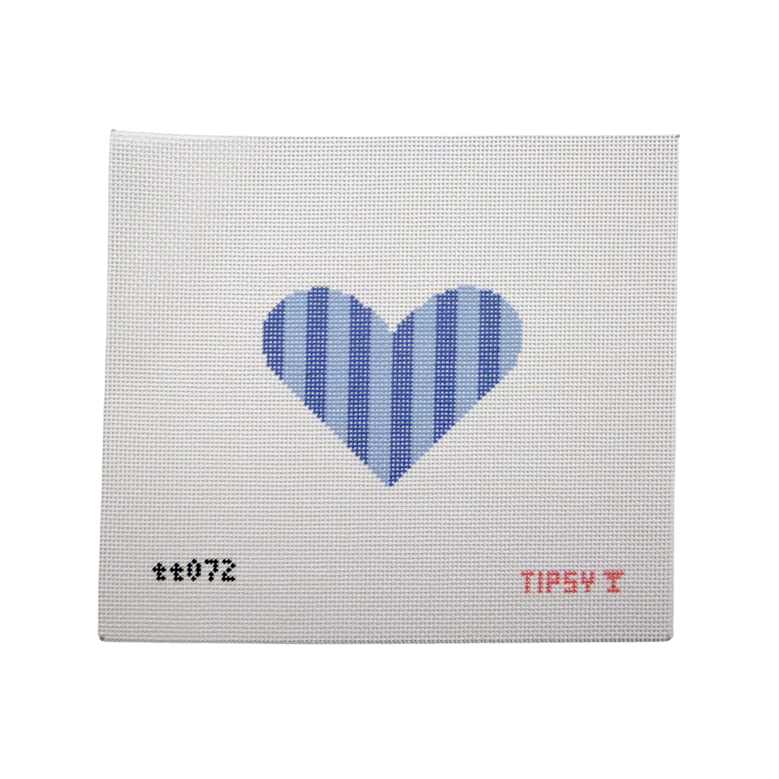 Blue Stripe Heart Needlepoint Canvas
