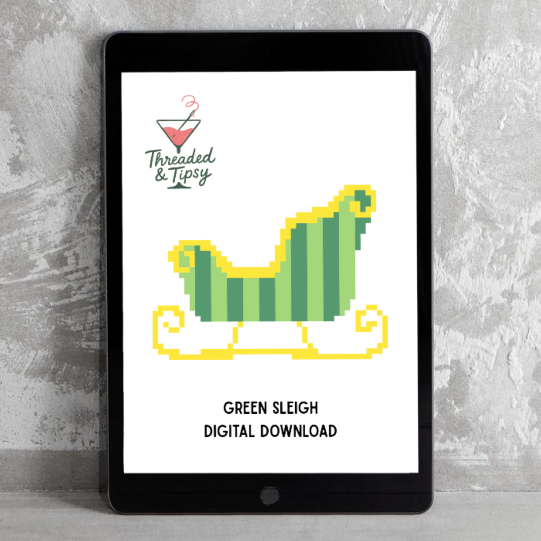 Green Striped Sleigh Digital Needlepoint Chart