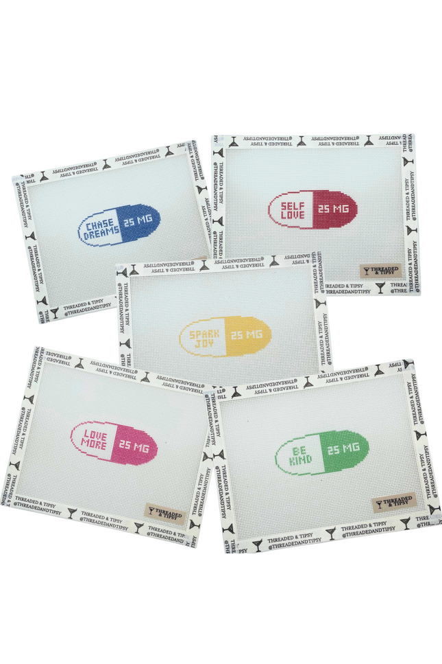 Set of 5 Happy Pill Printed Canvases
