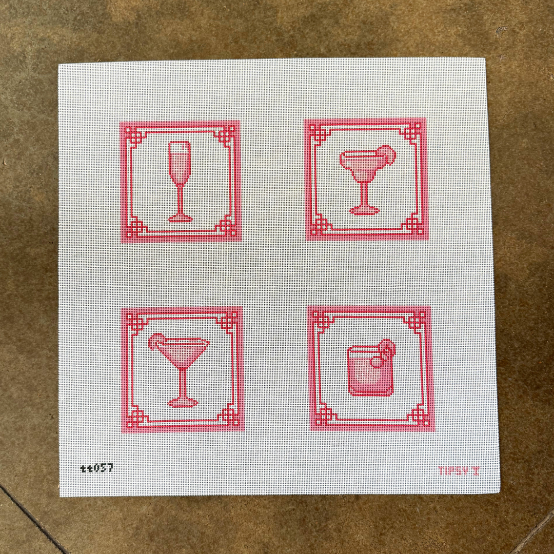 Pink Drink Coasters Needlepoint Canvas