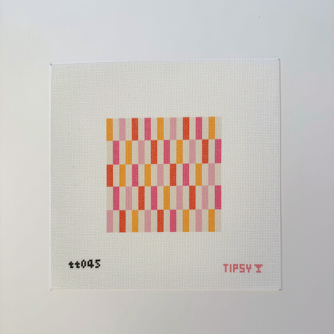 Checkered Stripes Square Needlepoint Canvas