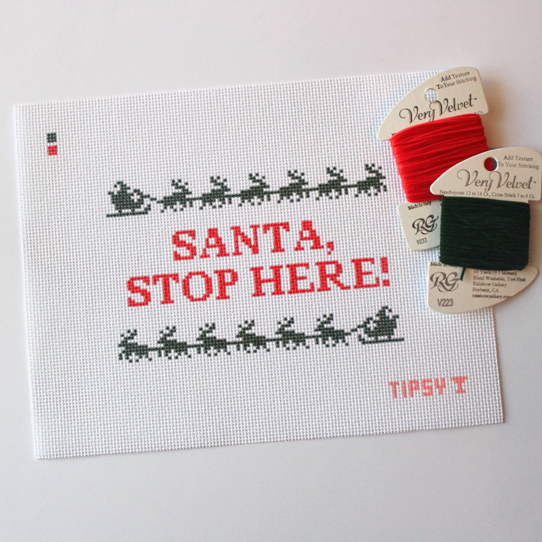 Pre-Order: Santa, Stop Here! Needlepoint Canvas