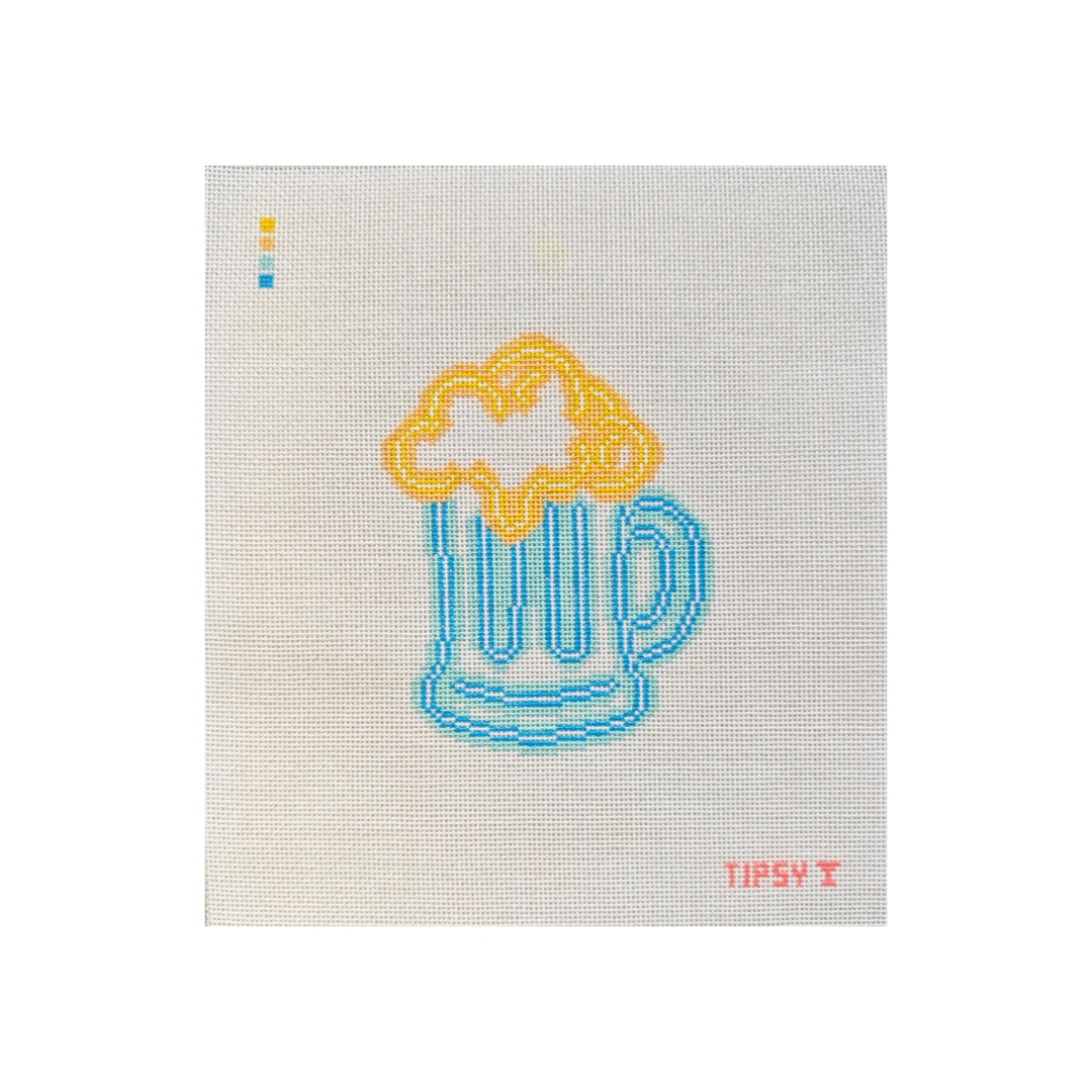 Neon Beer Needlepoint Canvas