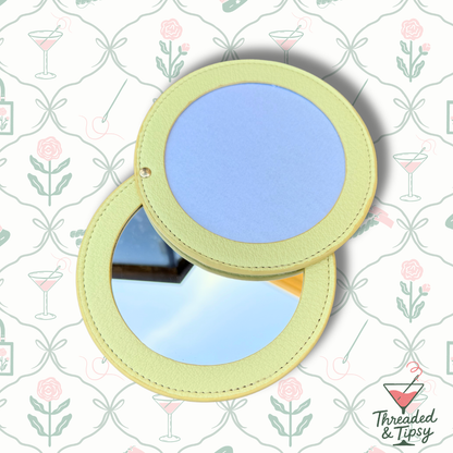 Needlepoint Self-Finishing Round Shaped Leather Mirror