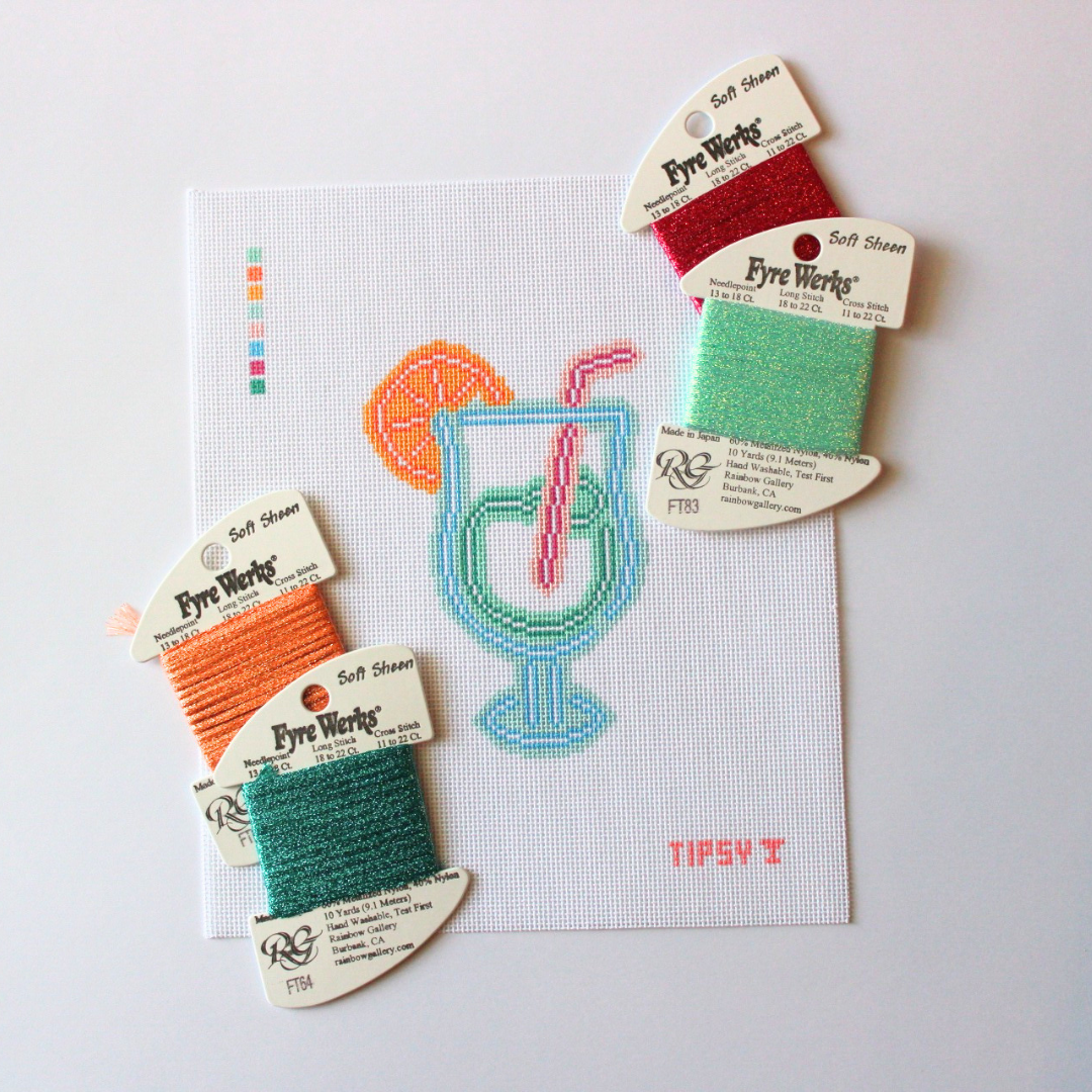 Neon Cocktail Needlepoint Canvas