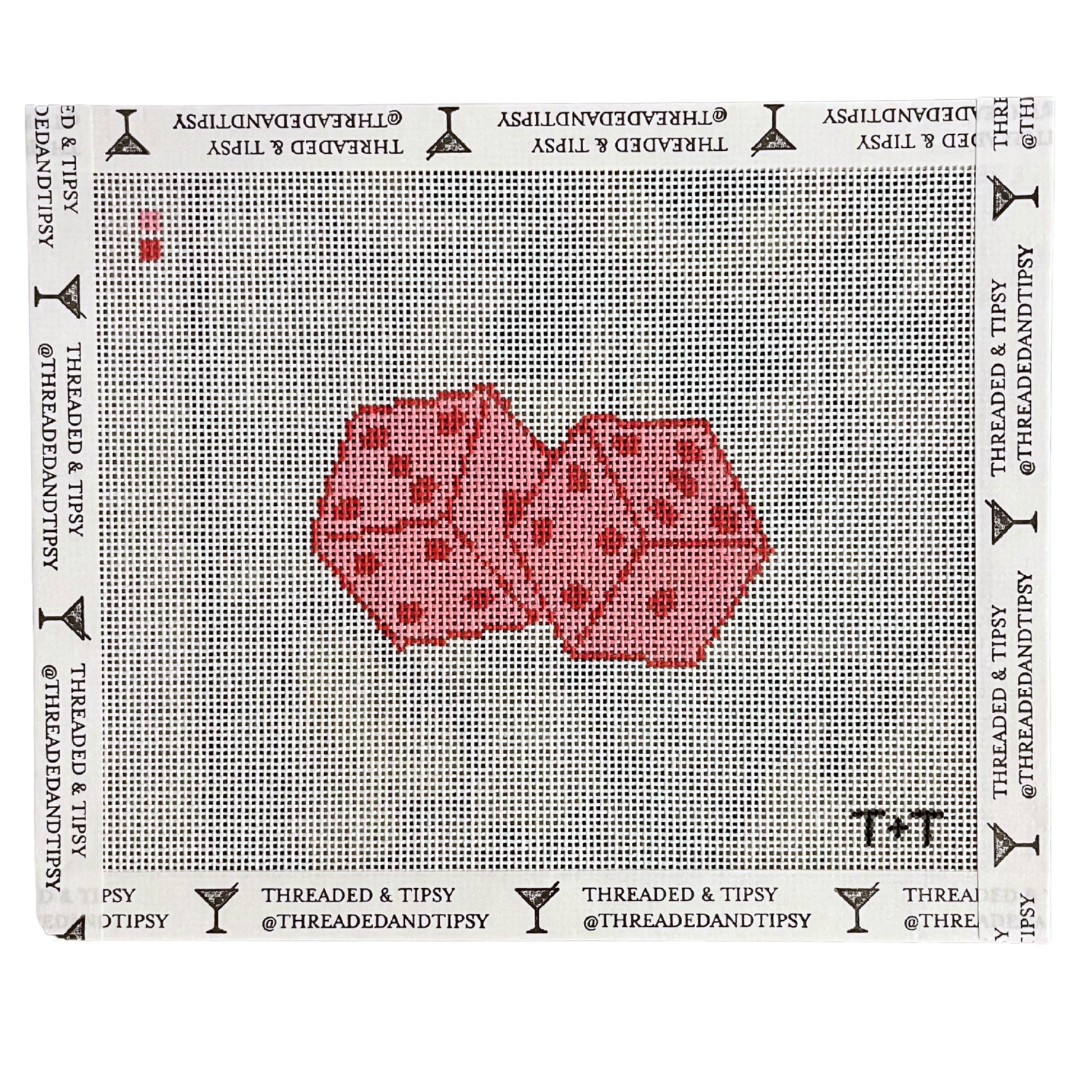 Pink Dice Needlepoint Canvas