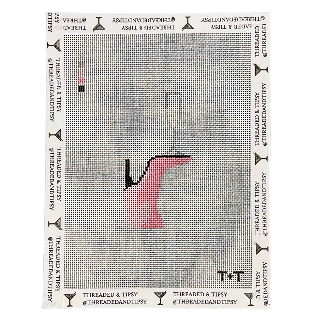 Pink Boot &amp; Champagne Needlepoint Canvas