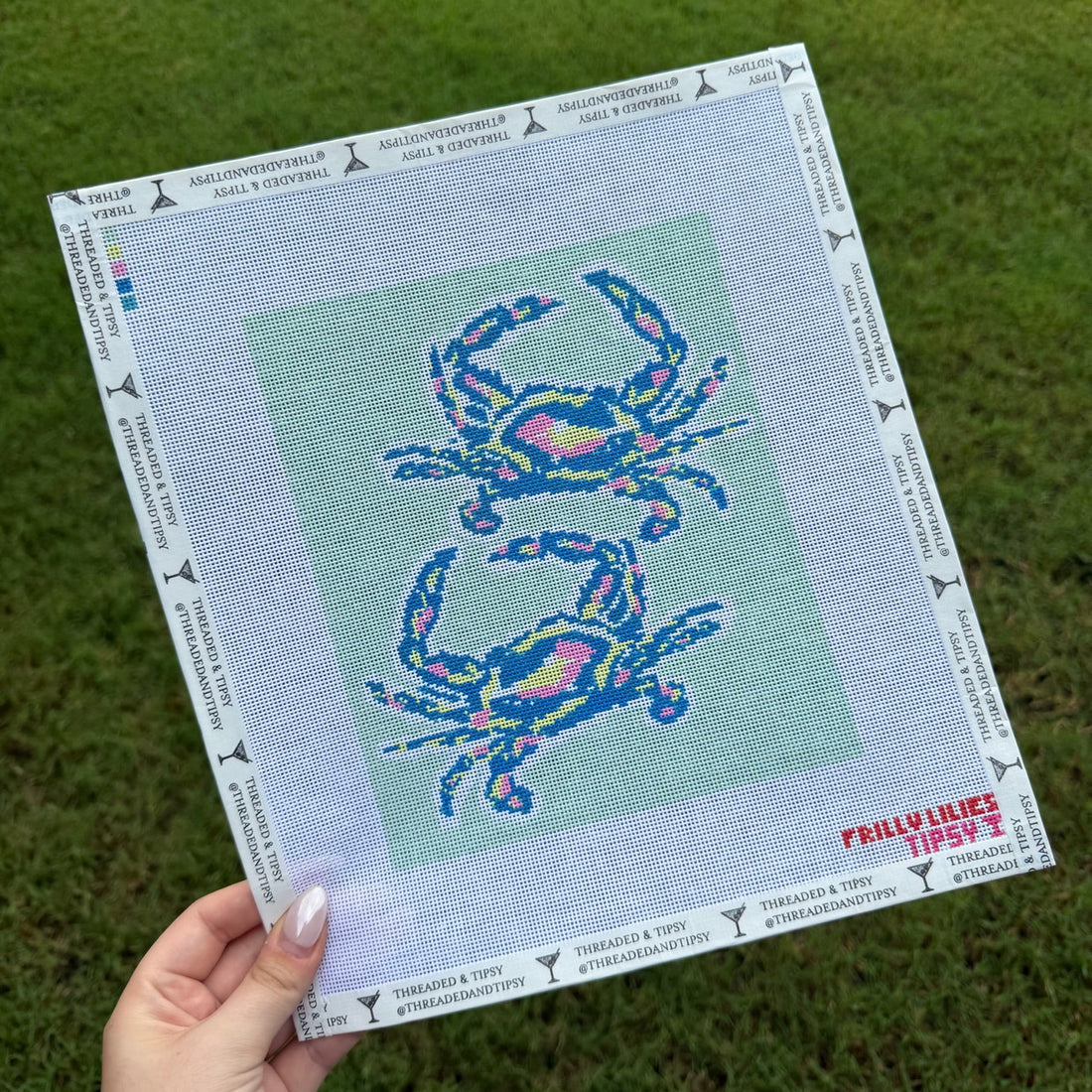 Frilly Lillies Twin Crabs Needlepoint Canvas