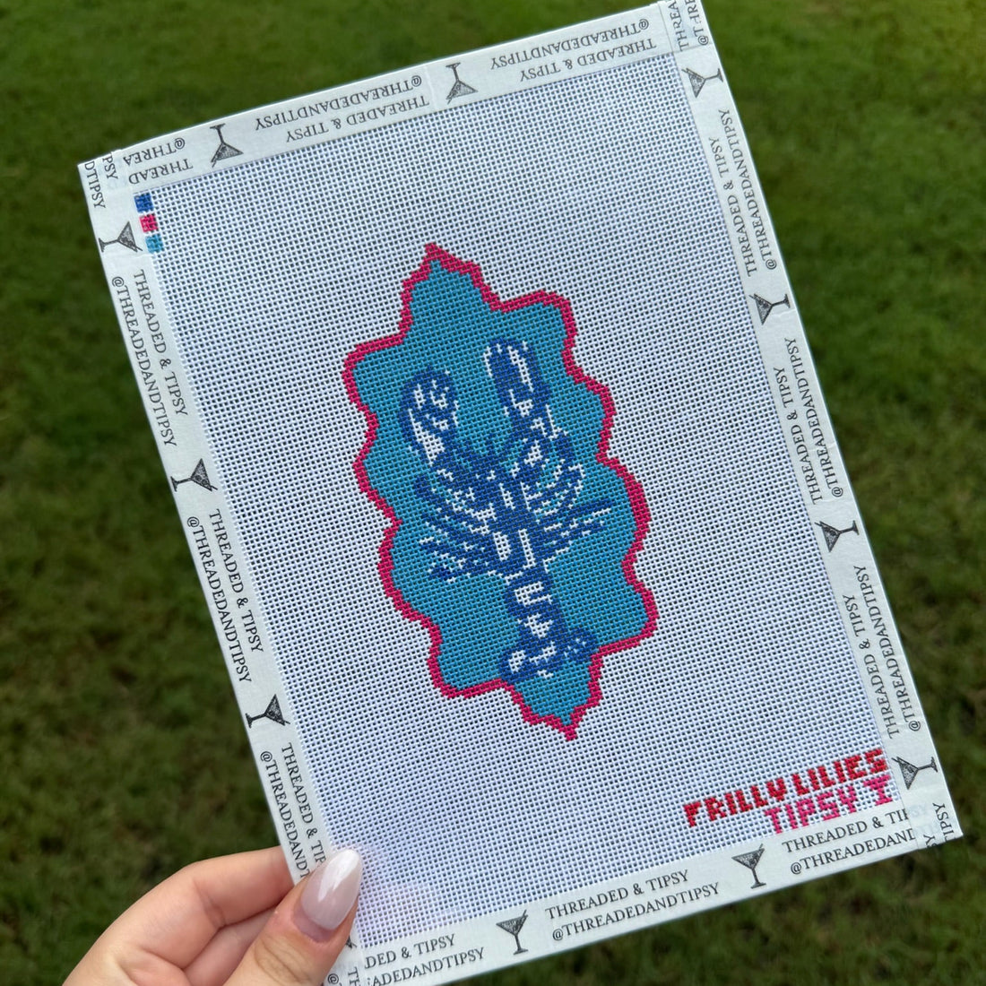 Frilly Lillies 18 Mesh Blue Lobster Needlepoint Canvas