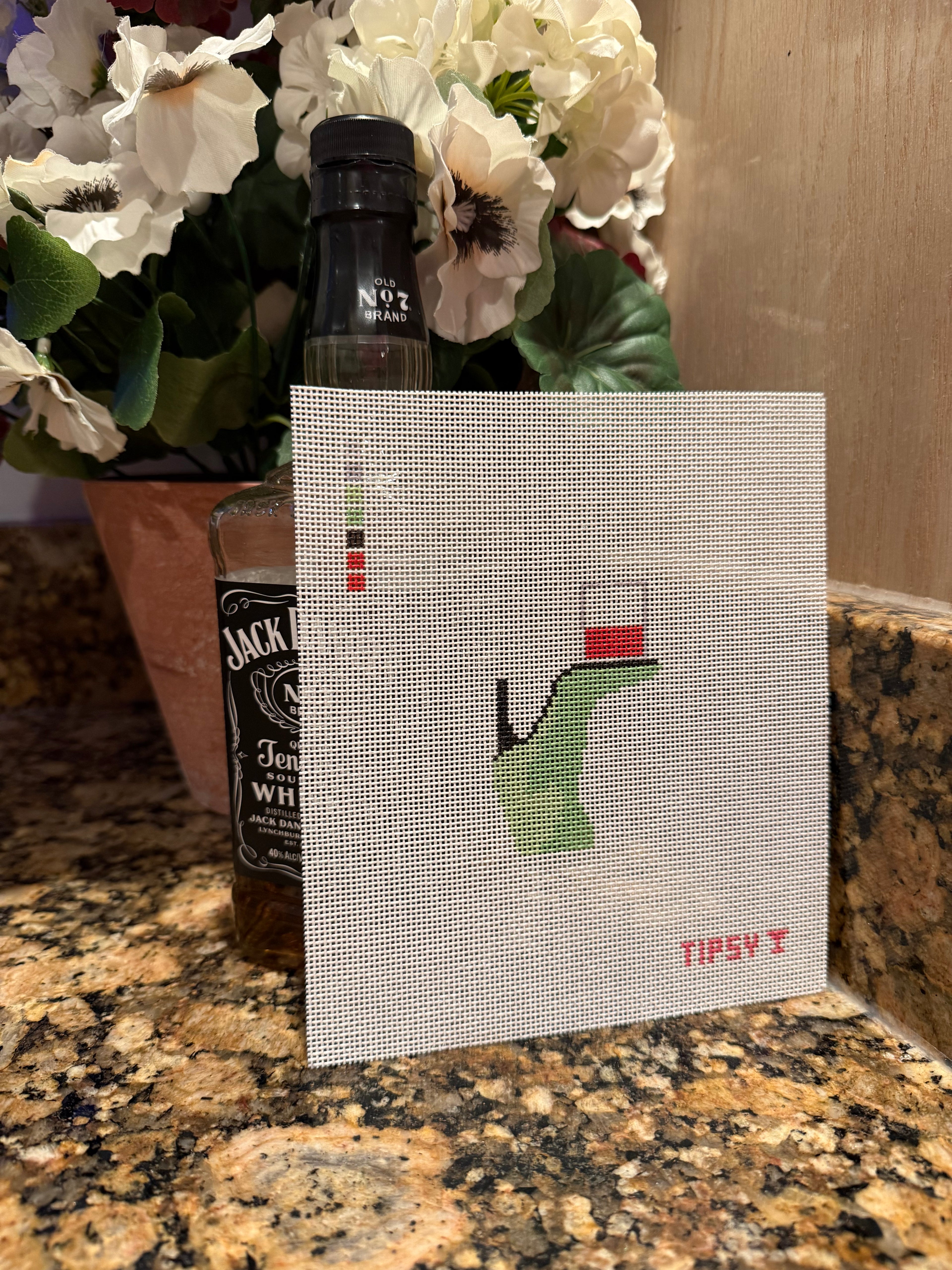 Green Boot &amp; Whiskey Needlepoint Canvas