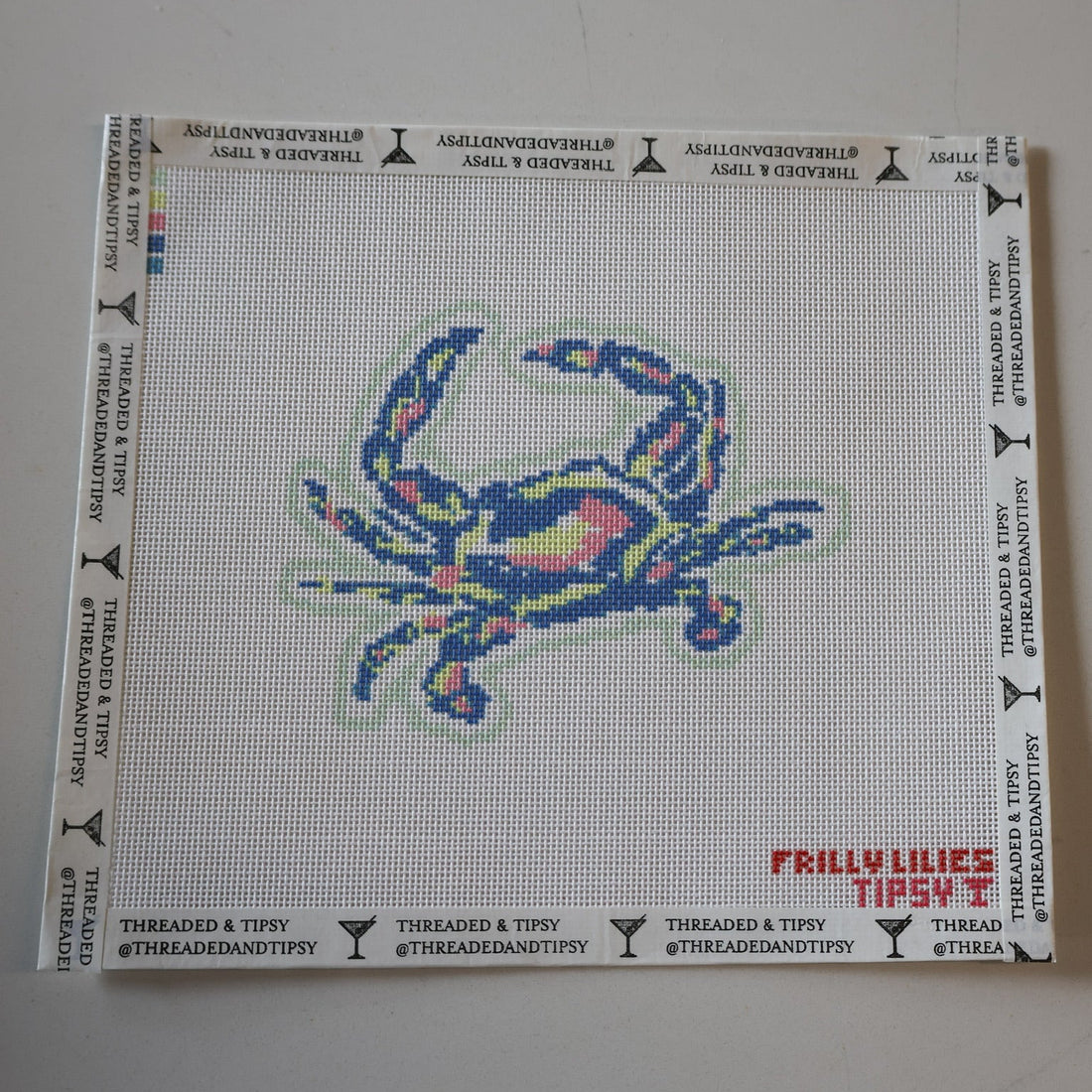 Frilly Lillies Pastel Crab Needlepoint Canvas