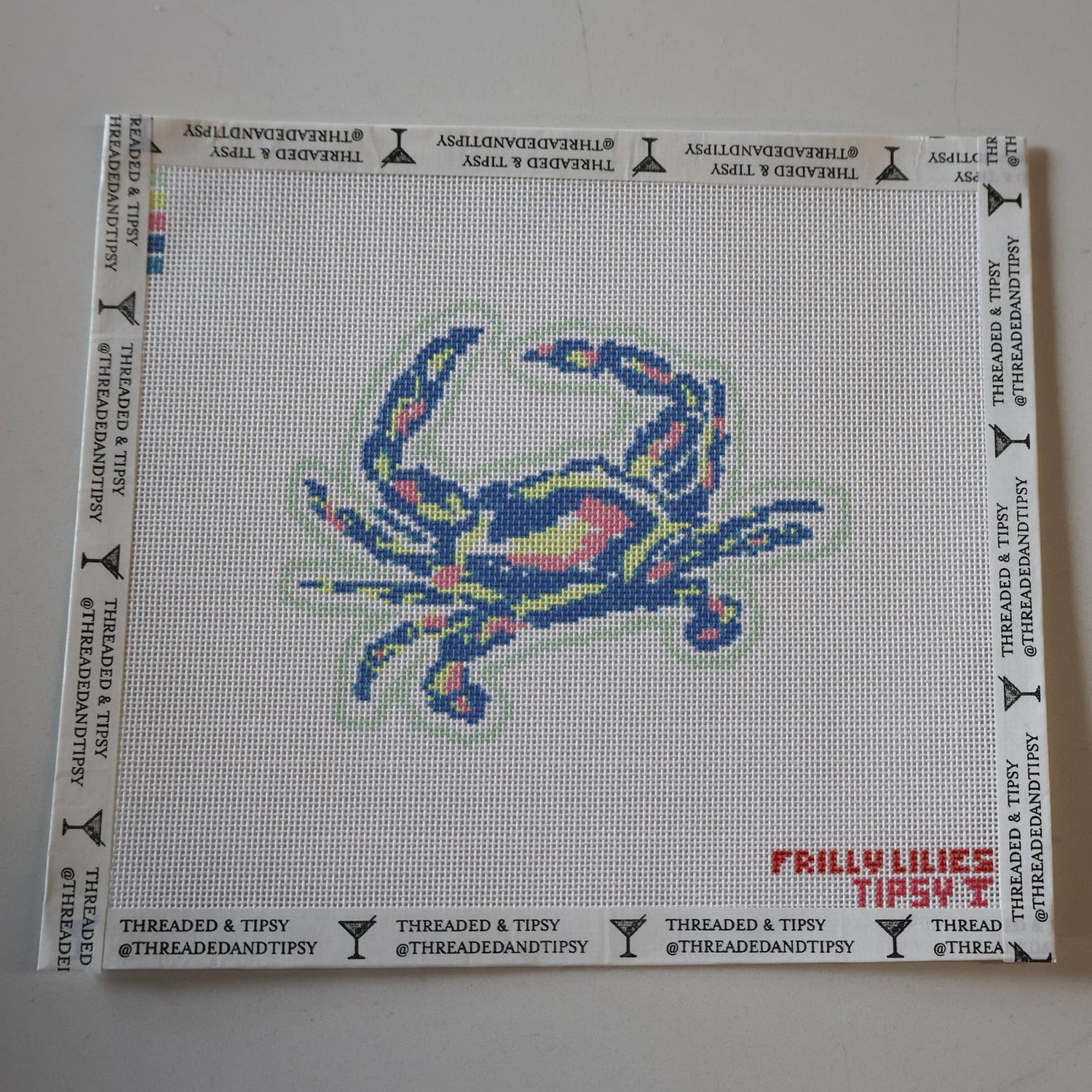 Frilly Lillies Pastel Crab Needlepoint Canvas