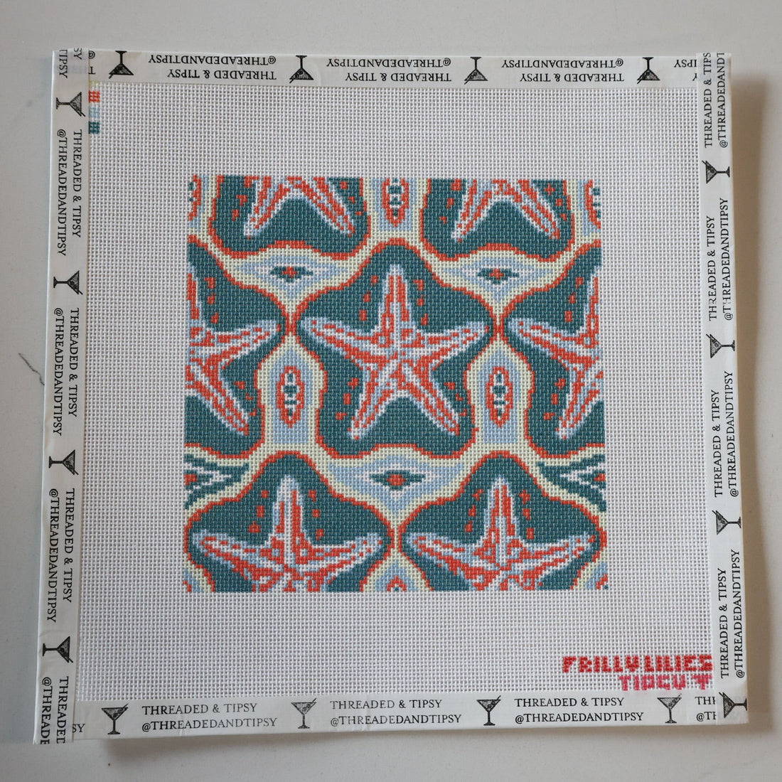Frilly Lillies Starfish Pattern Needlepoint Canvas