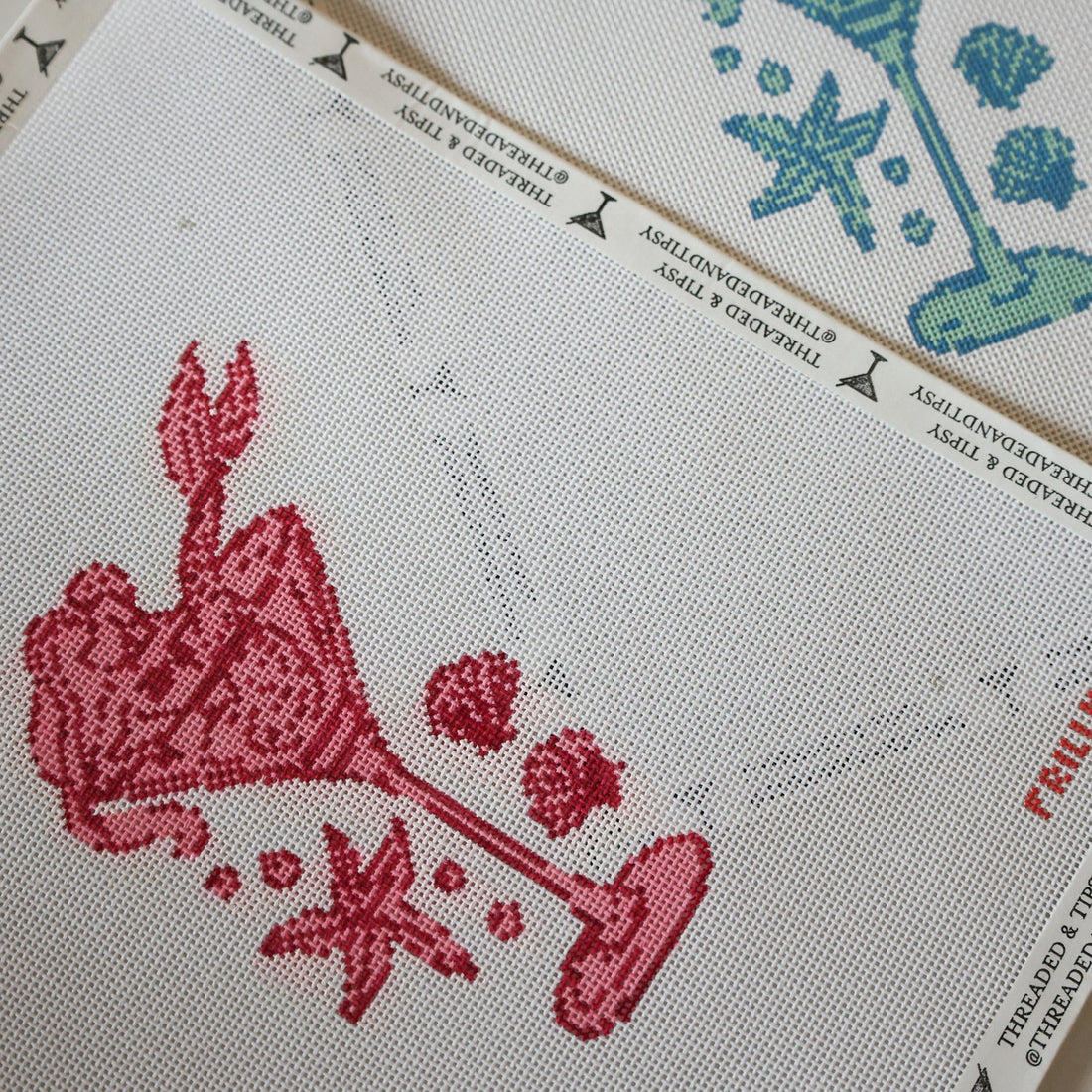 Frilly Lillies Pink Mermaid Needlepoint Canvas