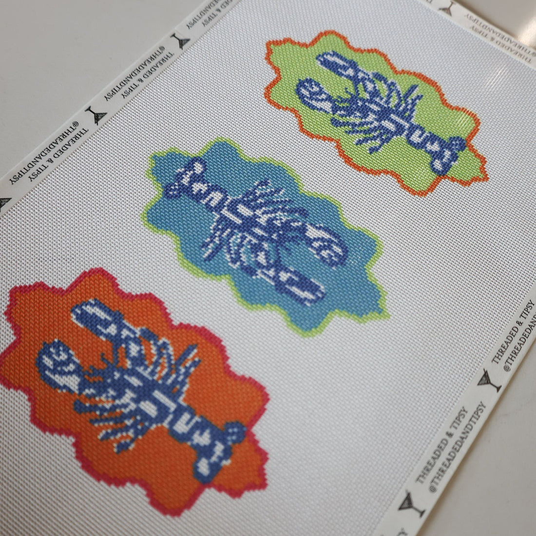 Frilly Lillies Lobster Trio Needlepoint Canvas