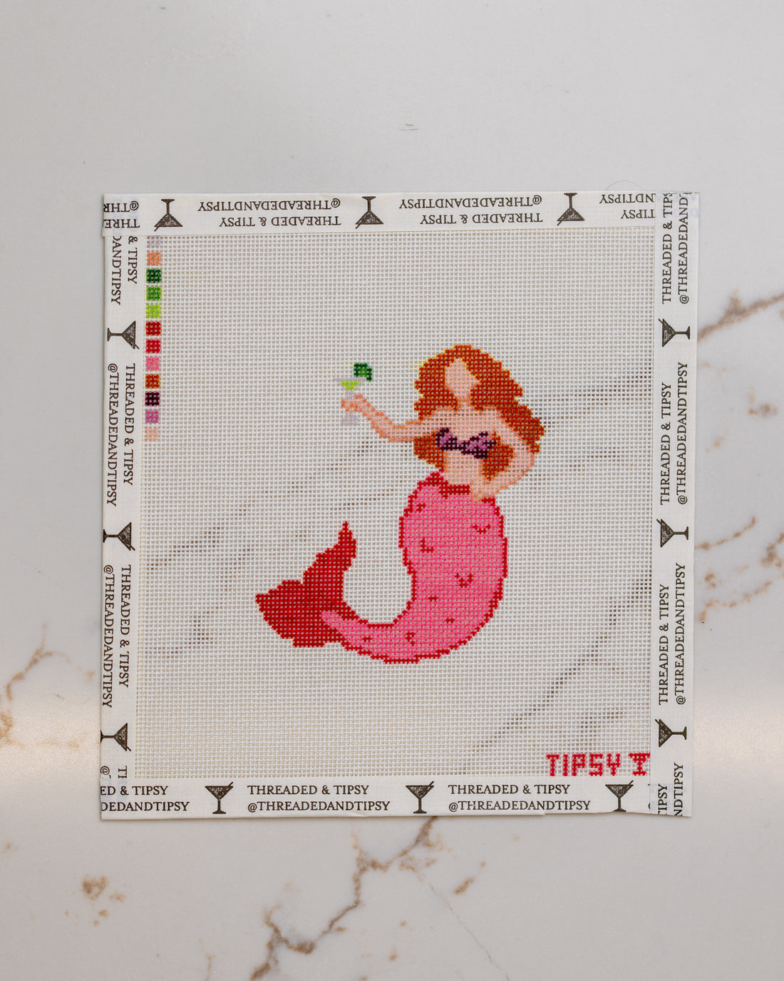 Rose Tipsy Mermaid Needlepoint Canvas