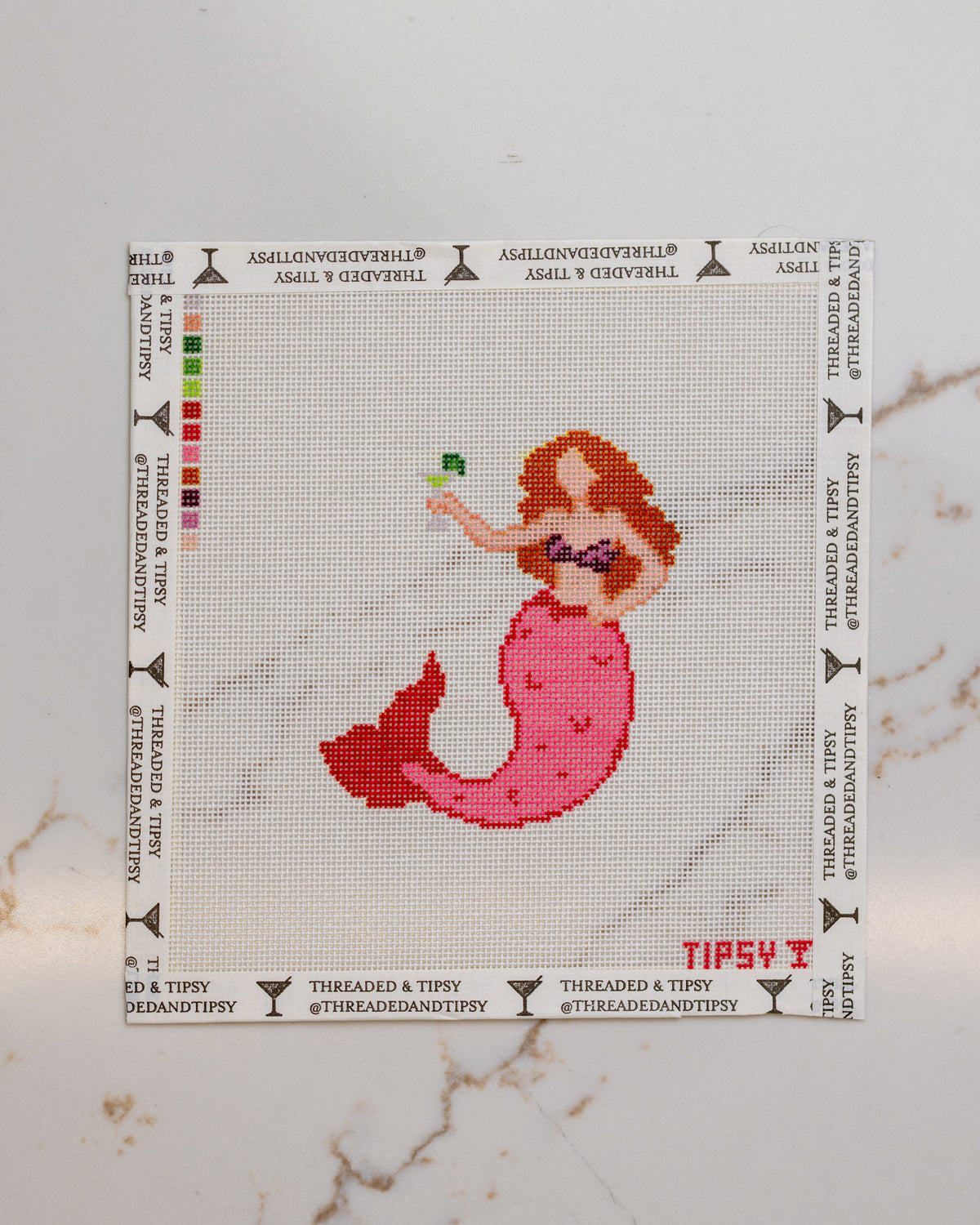 Rose Tipsy Mermaid Needlepoint Canvas