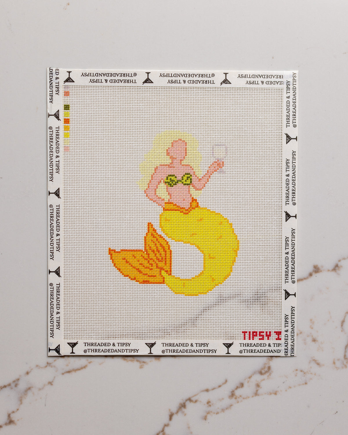Yellow Tipsy Mermaid Needlepoint Canvas