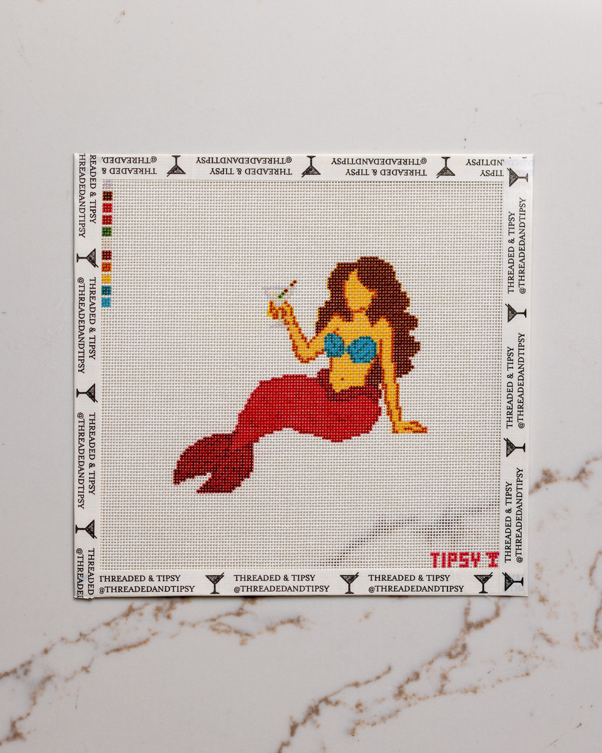 Magenta Tipsy Mermaid Needlepoint Canvas