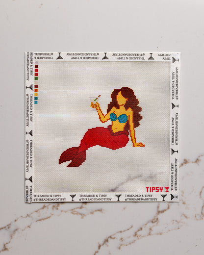 Magenta Tipsy Mermaid Needlepoint Canvas
