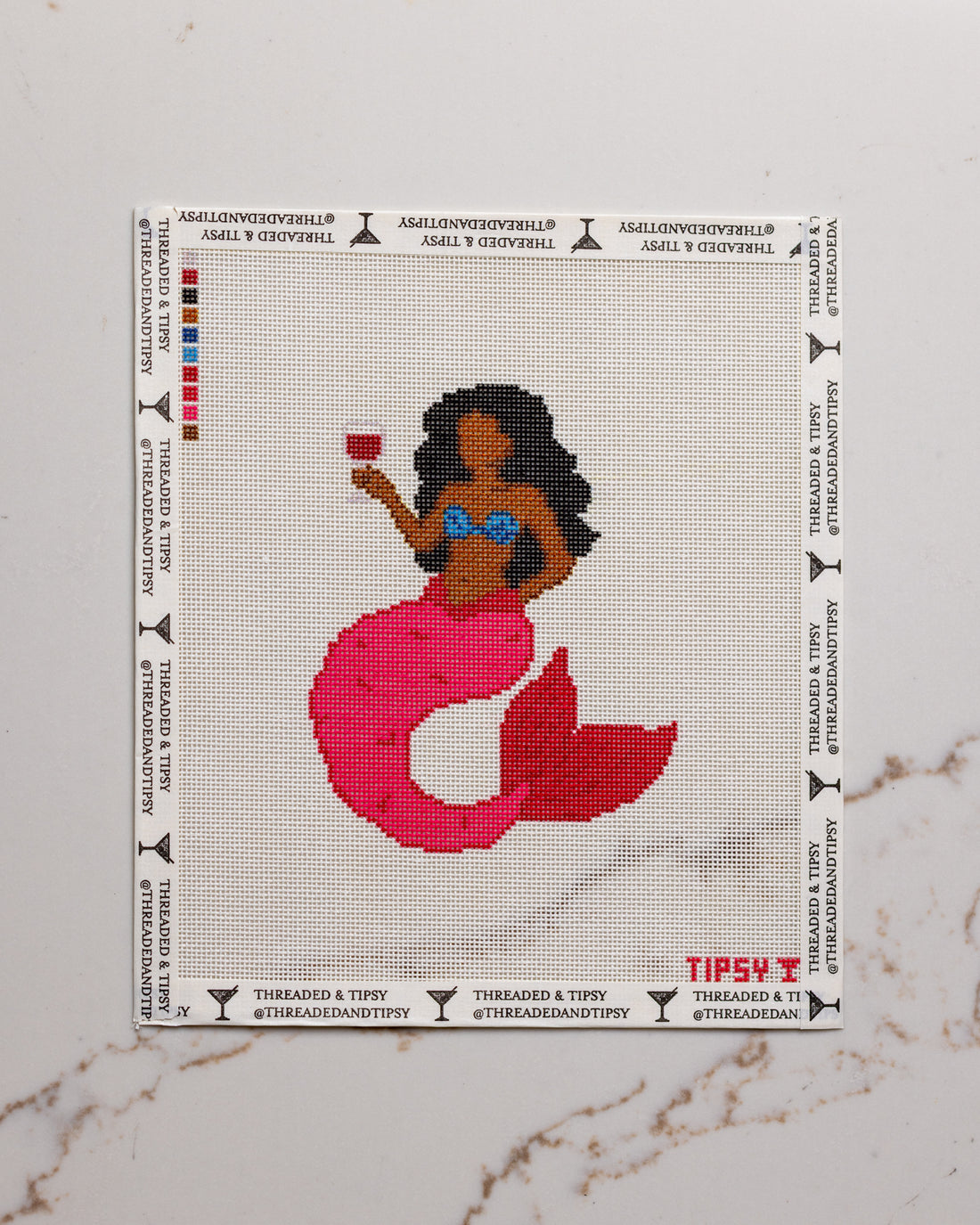Pink Tipsy Mermaid Needlepoint Canvas