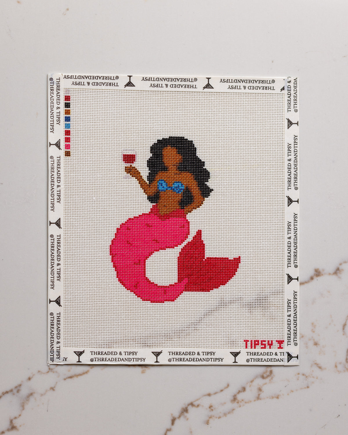 Pink Tipsy Mermaid Needlepoint Canvas