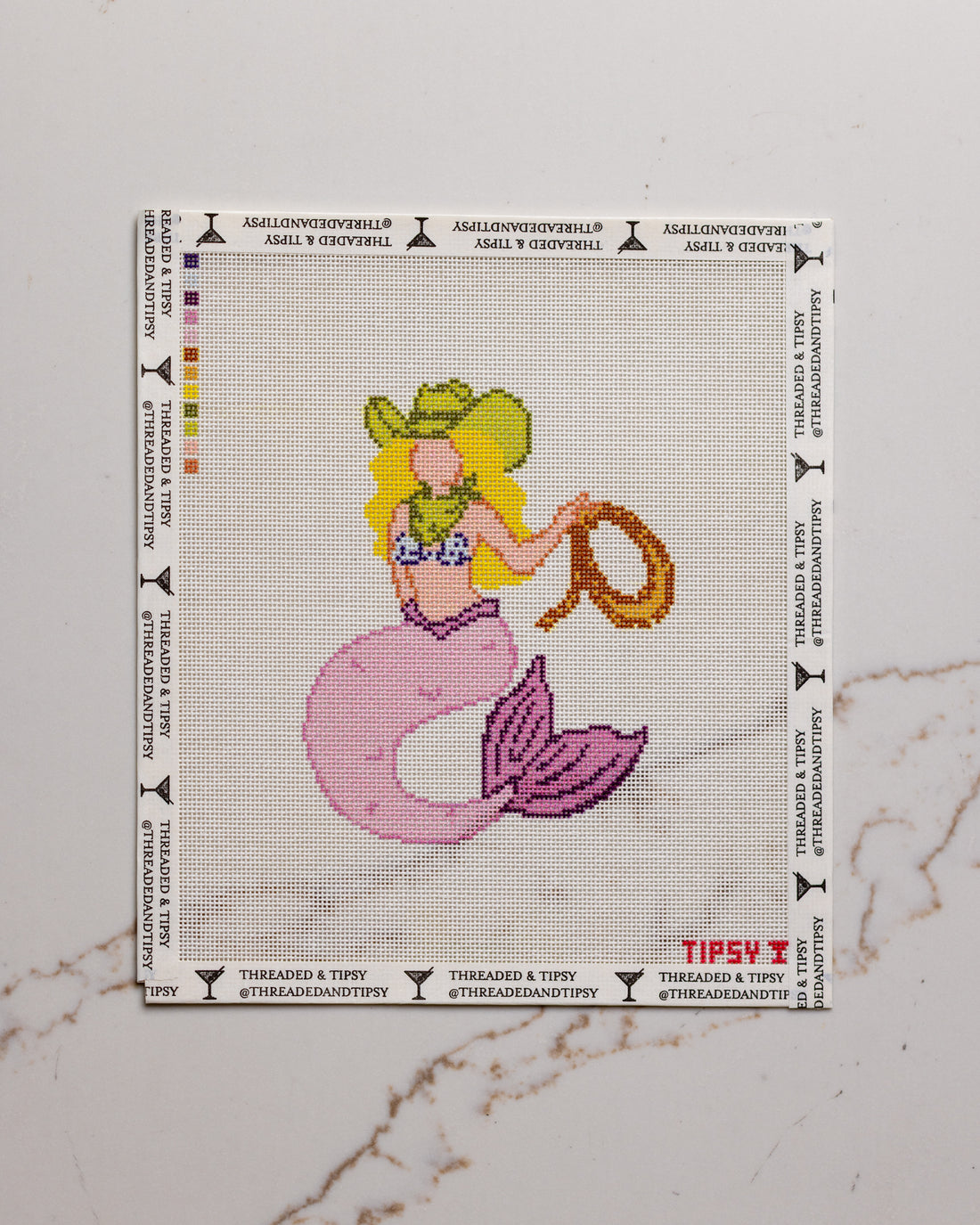 Purple Cowgirl Mermaid Needlepoint Canvas