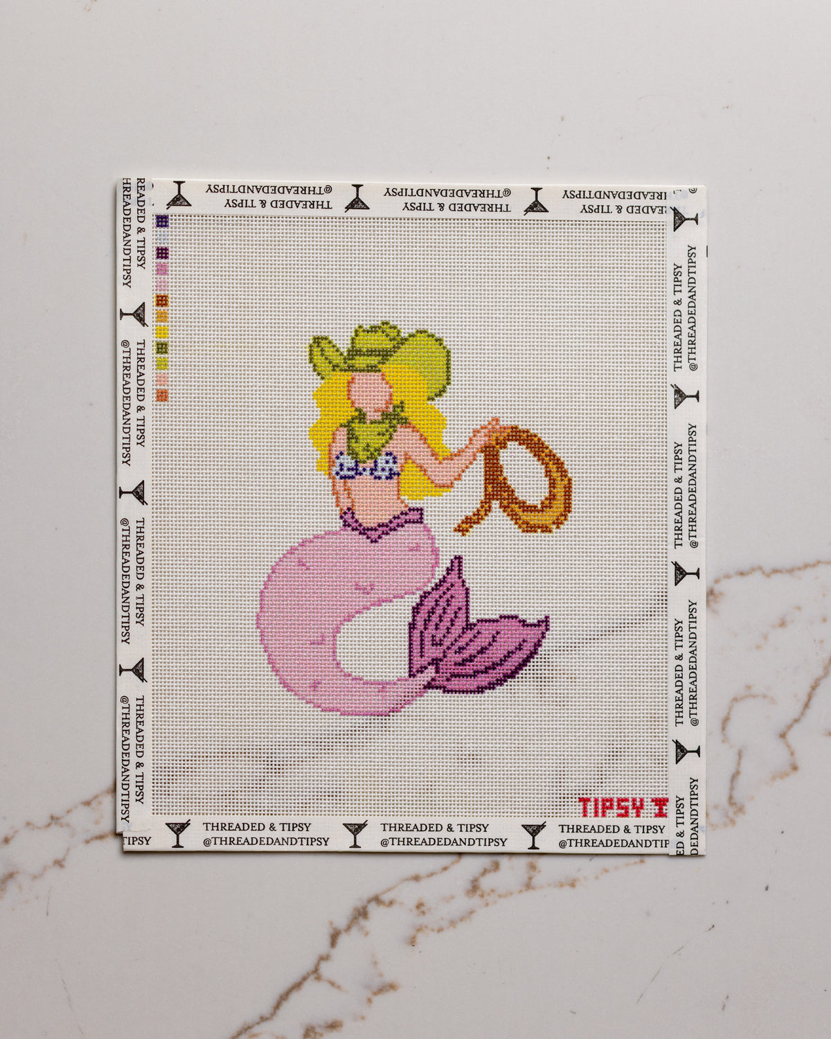 Purple Cowgirl Mermaid Needlepoint Canvas
