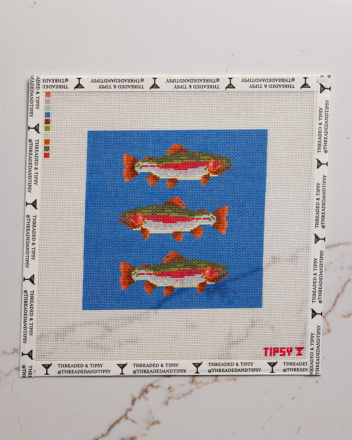 Trout Trio Square Needlepoint Canvas