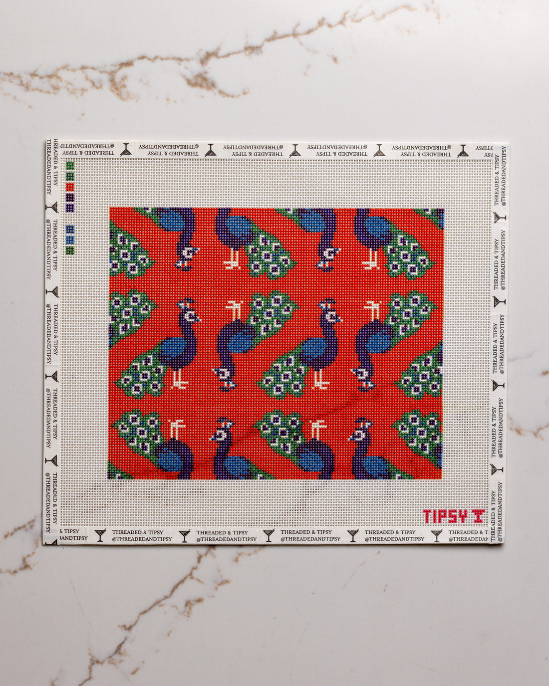 Blue Peacock Needlepoint Canvas