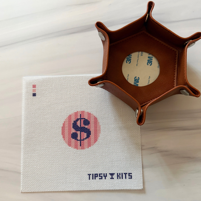 Dollar Sign 2 inch round Needlepoint Canvas