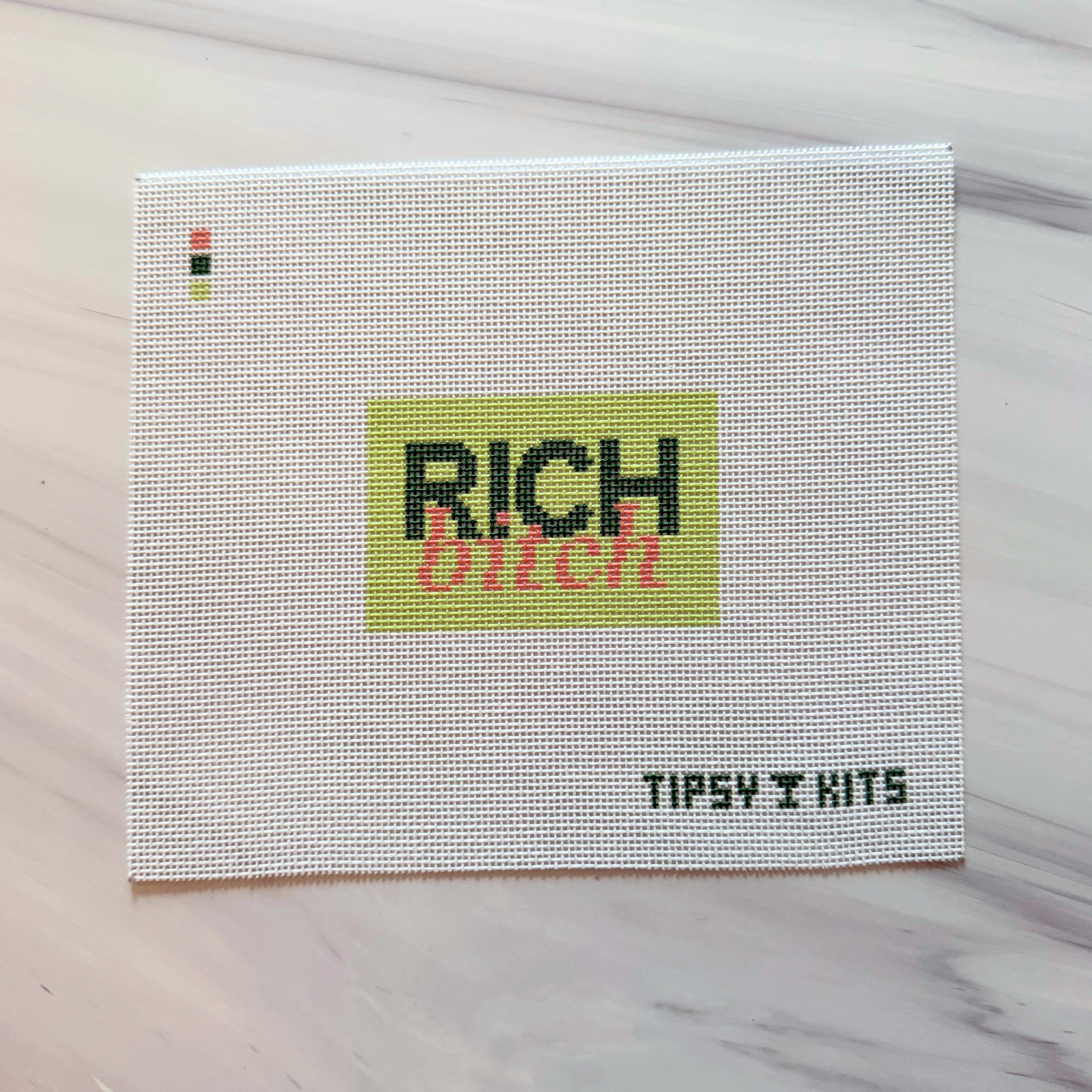 Rich Bitch 3x2 inch Needlepoint Canvas