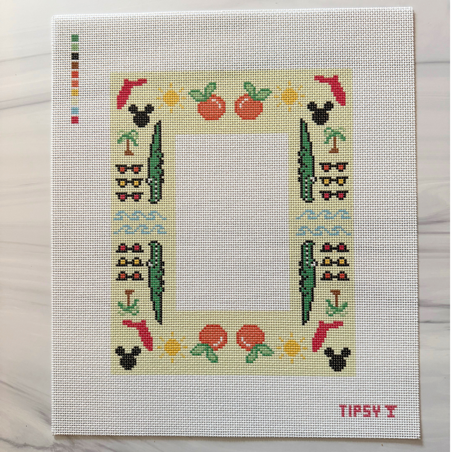 Florida Icons Frame Needlepoint Canvas