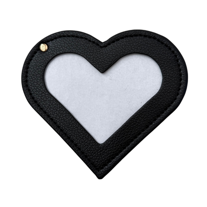 Needlepoint Self-Finishing Black Heart Shaped Leather Mirror