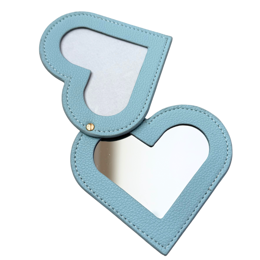 Needlepoint Self-Finishing Blue Heart Shaped Leather Mirror