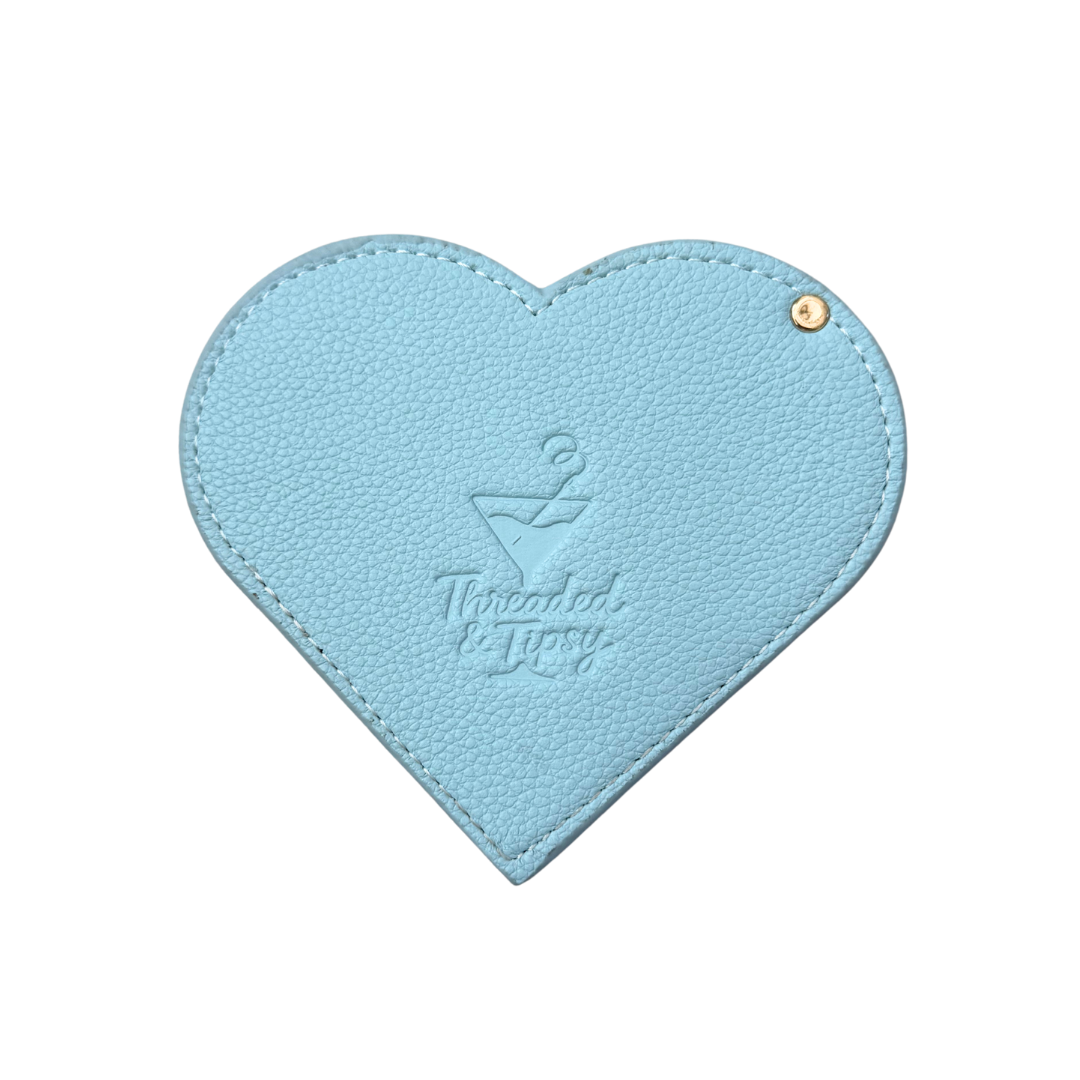 Needlepoint Self-Finishing Blue Heart Shaped Leather Mirror