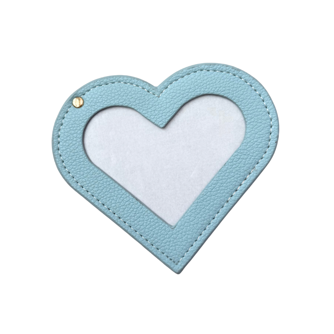 Needlepoint Self-Finishing Blue Heart Shaped Leather Mirror