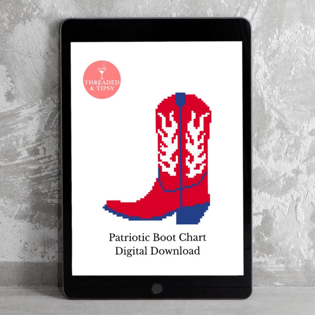 Red White and Blue Cowboy Boot Chart