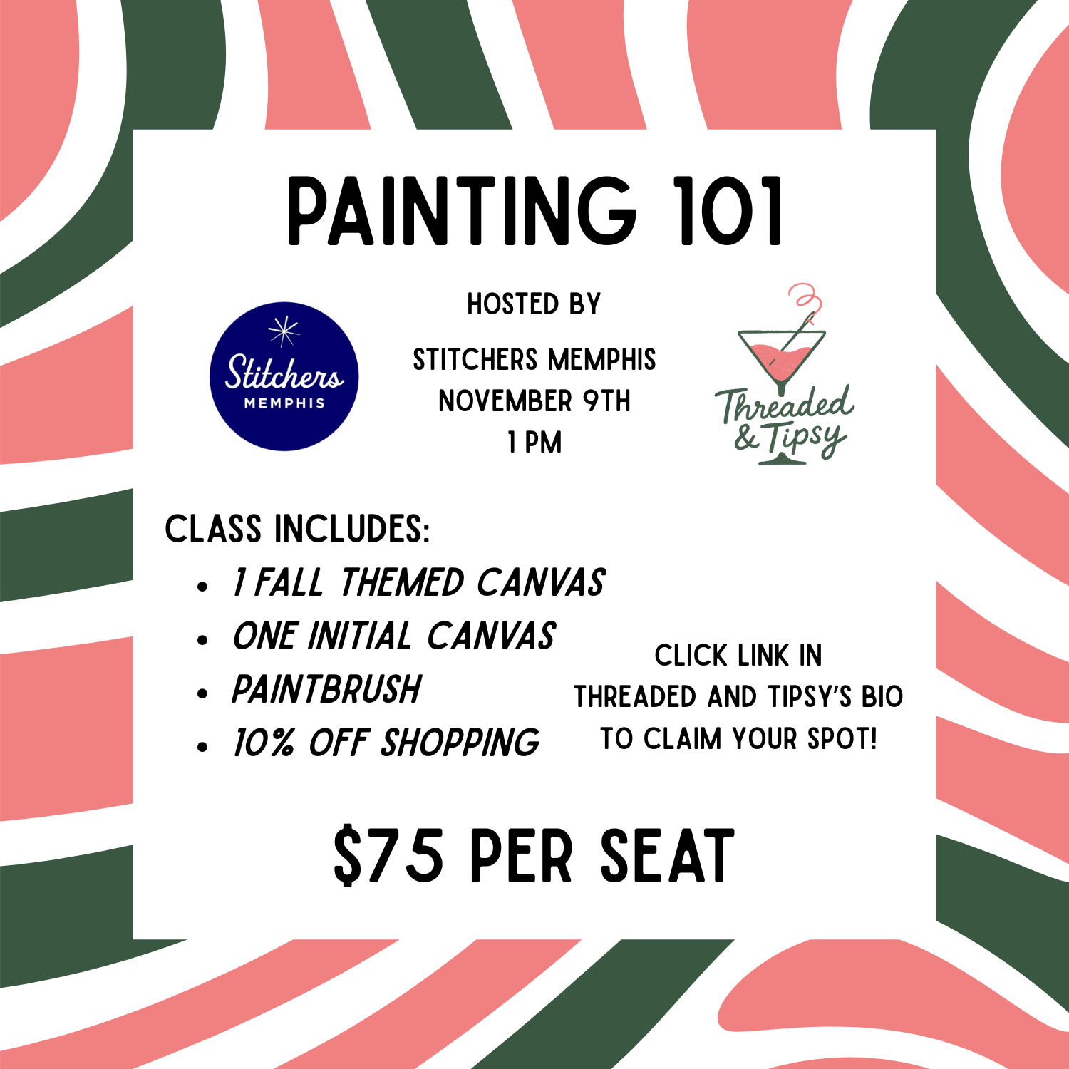 Nov 9th - Painting Class at Stitcher&