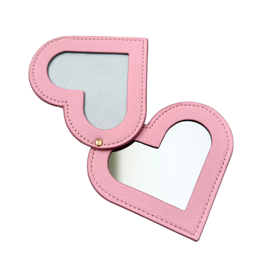 Needlepoint Self-Finishing Pink Heart Shaped Leather Mirror