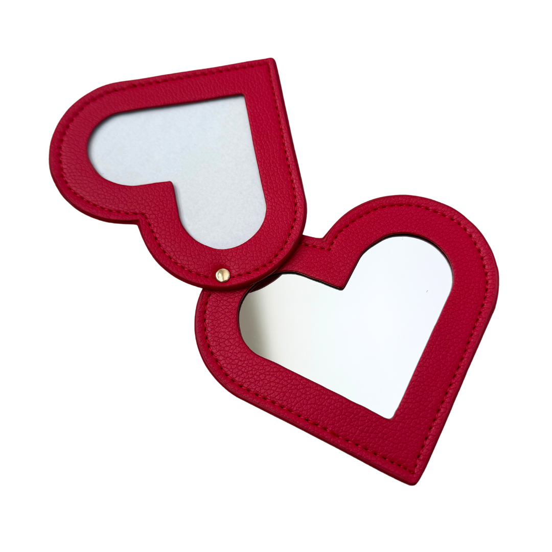 Needlepoint Self-Finishing Red Heart Shaped Leather Mirror