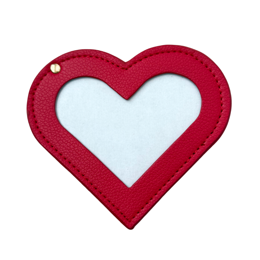 Needlepoint Self-Finishing Red Heart Shaped Leather Mirror