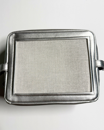 silver stitchable needlepoint kit and pouch from Threaded & Tipsy