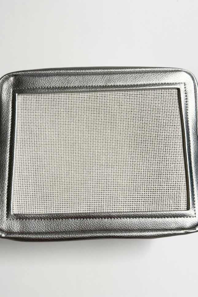 silver stitchable needlepoint kit and pouch from Threaded & Tipsy