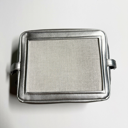 silver stitchable needlepoint kit and pouch from Threaded &amp; Tipsy