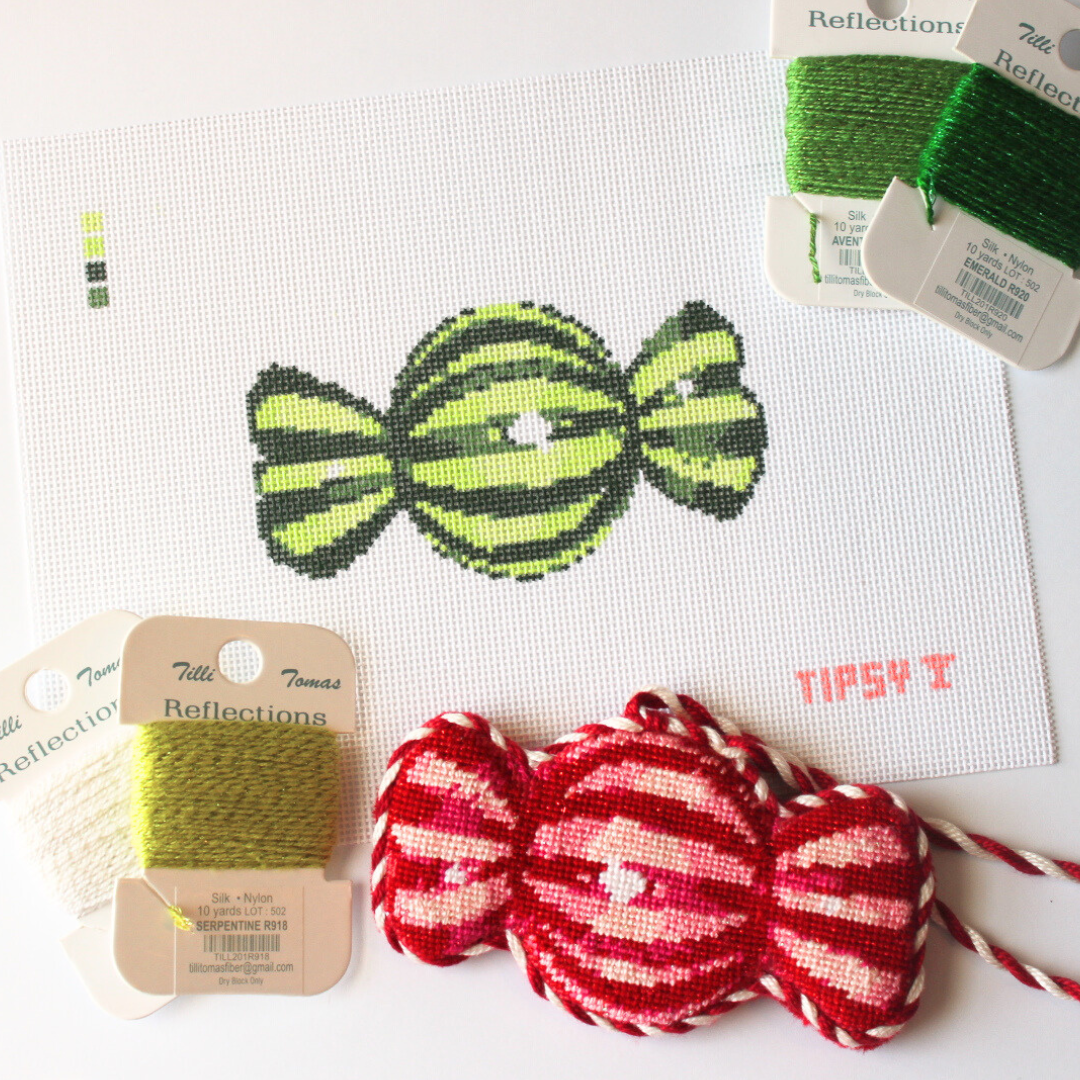 Green Wrapped Candy Needlepoint Canvas