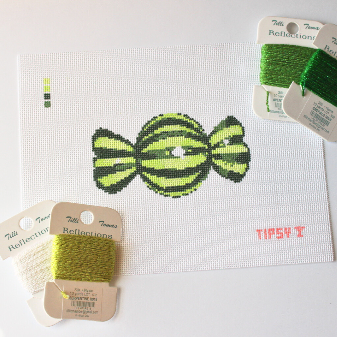 Green Wrapped Candy Needlepoint Canvas